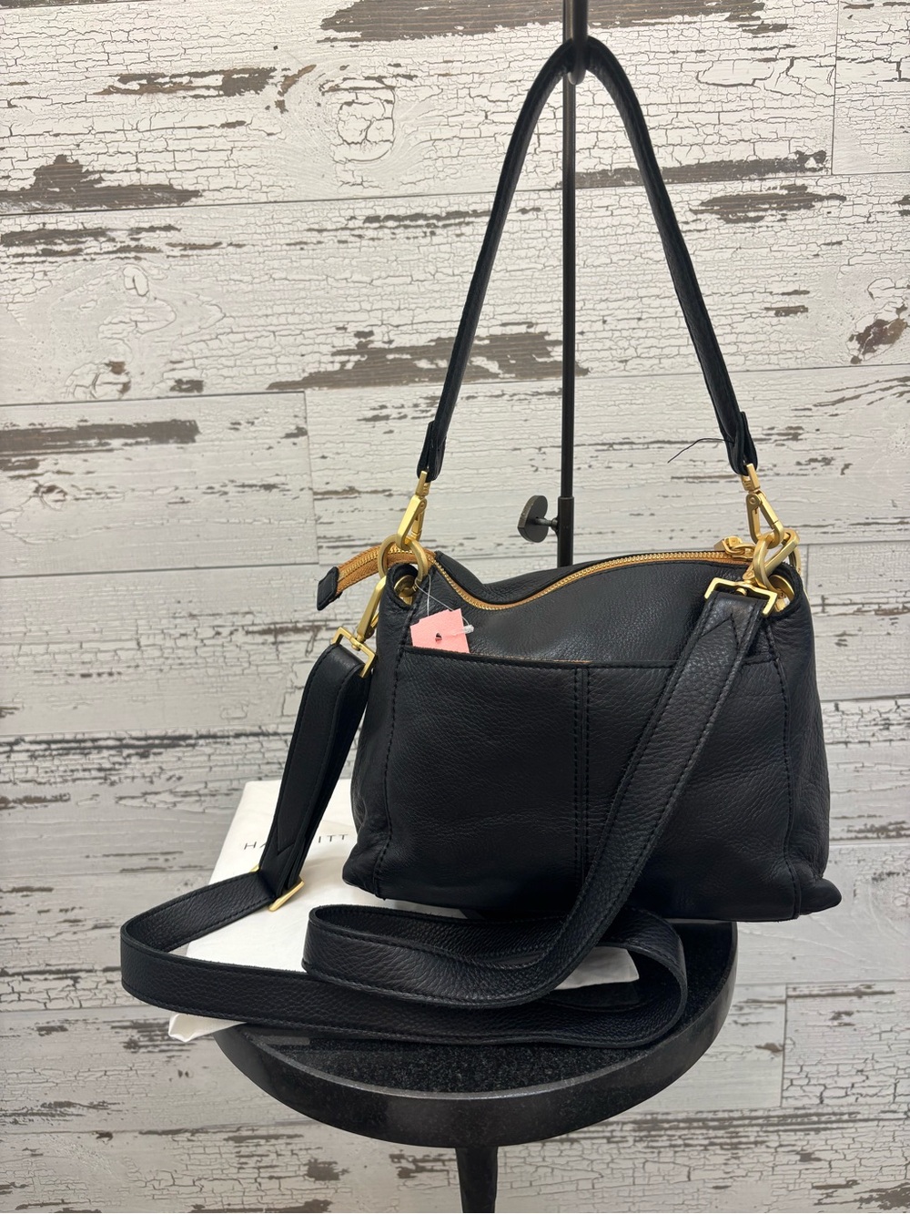 Hammitt Black Leather Shoulder or Crossbody Bag with Gold Hardware - Picture 8 of 9